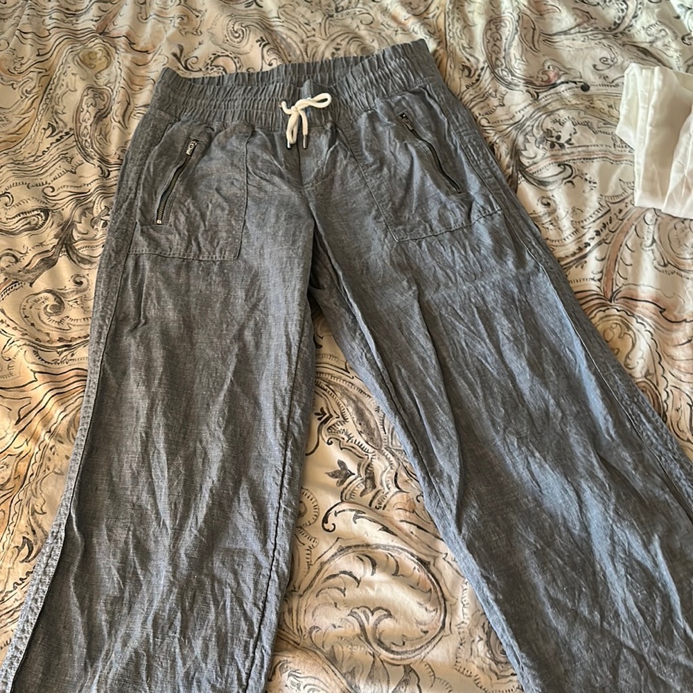 Athleta Chambray Linen Wide Leg Pants